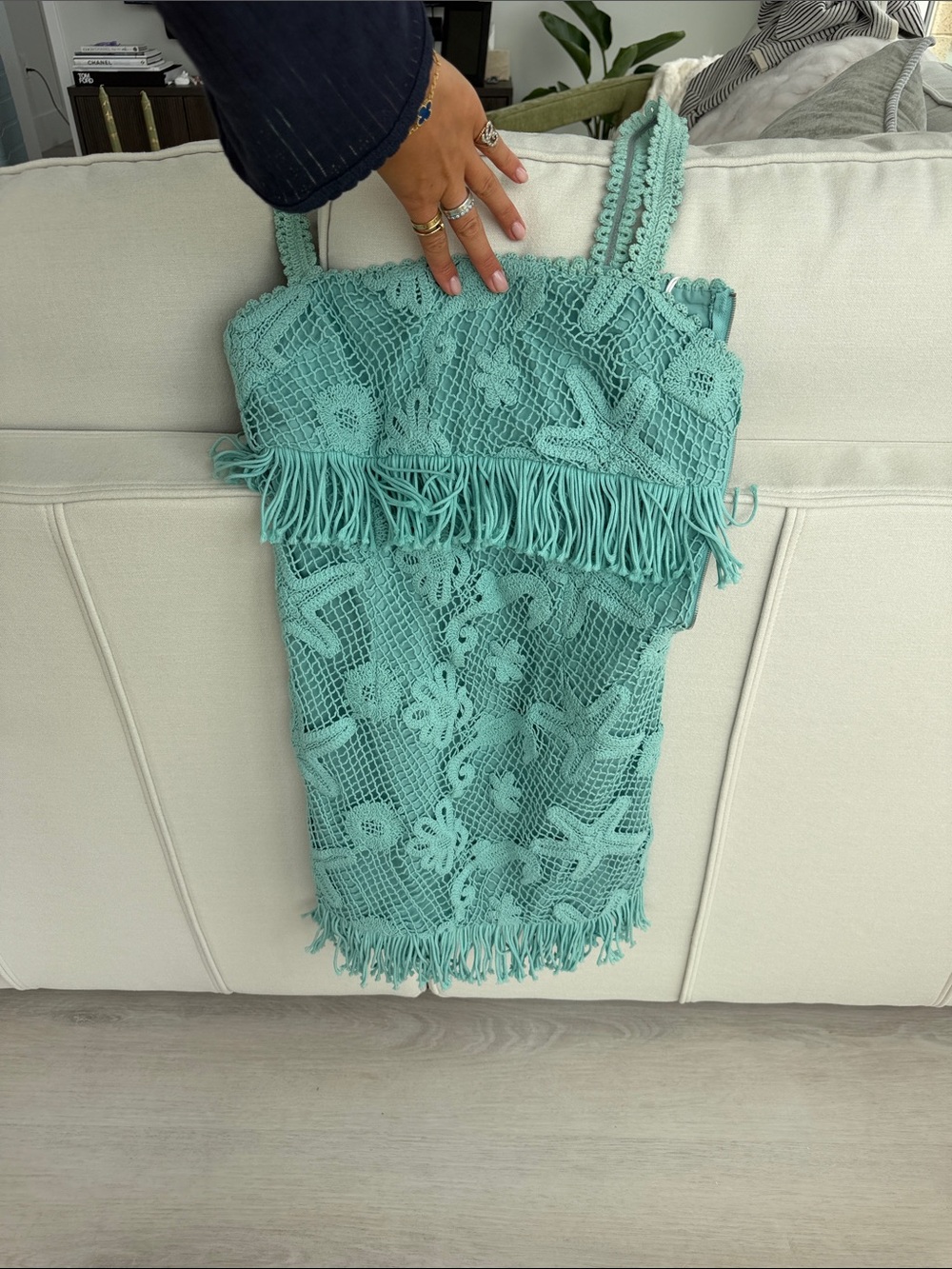 Saylor caitriona fisherman netting dress
